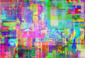 Mark of interrogations, puzzle and labyrinths in glitch spots, background for testing, site, teenage games, basic project etc