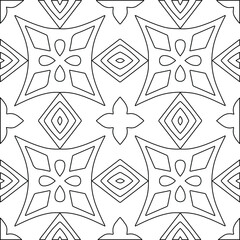  Geometric vector pattern with triangular elements. Seamless abstract ornament for wallpapers and backgrounds. Black and white colors.