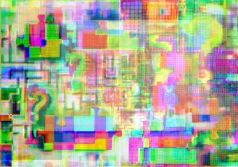 Notes of interrogations, labyrinths and puzzle in glitch art, background for hosting, bug, understanding, company style etc