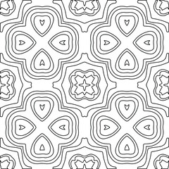  Geometric vector pattern with triangular elements. Seamless abstract ornament for wallpapers and backgrounds. Black and white colors.