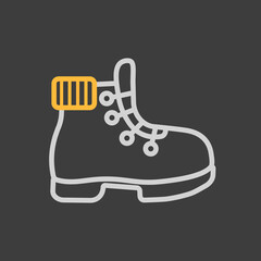 Hiking boot vector icon on dark background