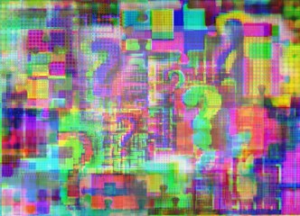 Point of interrogation, intricacies and puzzle in glitch art, background for journal, web, teenage games, basic project etc