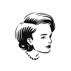 Face of beautiful woman. Beauty salon, spa, cosmetics symbol vector illustration
