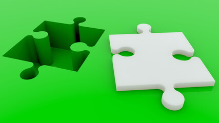 Concept of puzzle piece on green