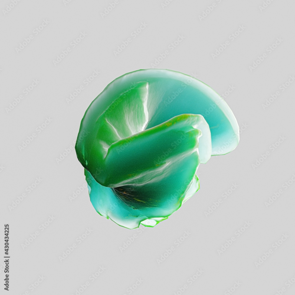 Aufkleber abstract green blue color gradient central round design abstract element 3d rendering. minimal art c