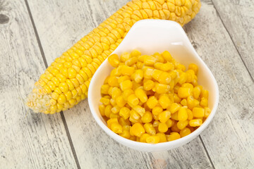 Young corn seeds in the bowl