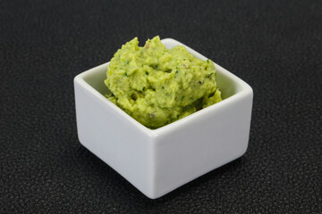 Avocado guacamole sauce with chili pepper