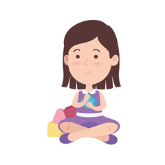 autistic girl play alone