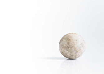 A dirt solid spherical object set isolated on a pure white background.