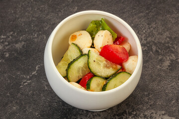 Salad with vegetables and mozzarlla