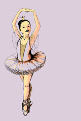 Hand drawing of a little ballerina in ballet tutu . EPS 10  - 430439852