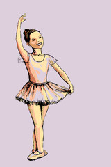 Hand drawing of a little ballerina in ballet tutu . EPS 10  - 430439877