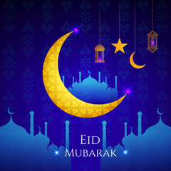 Abstract Eid Mubarak Islamic vector background design