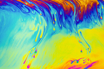 Fototapeta na wymiar Rainbow colors. Psychedelic multi colored patterns background. Photo macro shot of soap bubbles