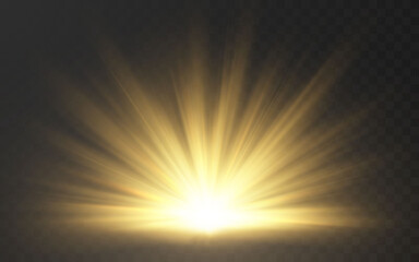 Sunlight special lens flash light effect on dark background. Effect of blurring light. Vector Illustration