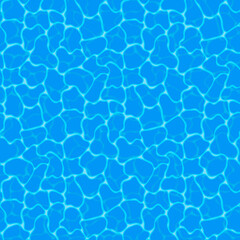 Blue water background. Seamless blue ripples pattern. Water pool texture bottom background. Vector illustration