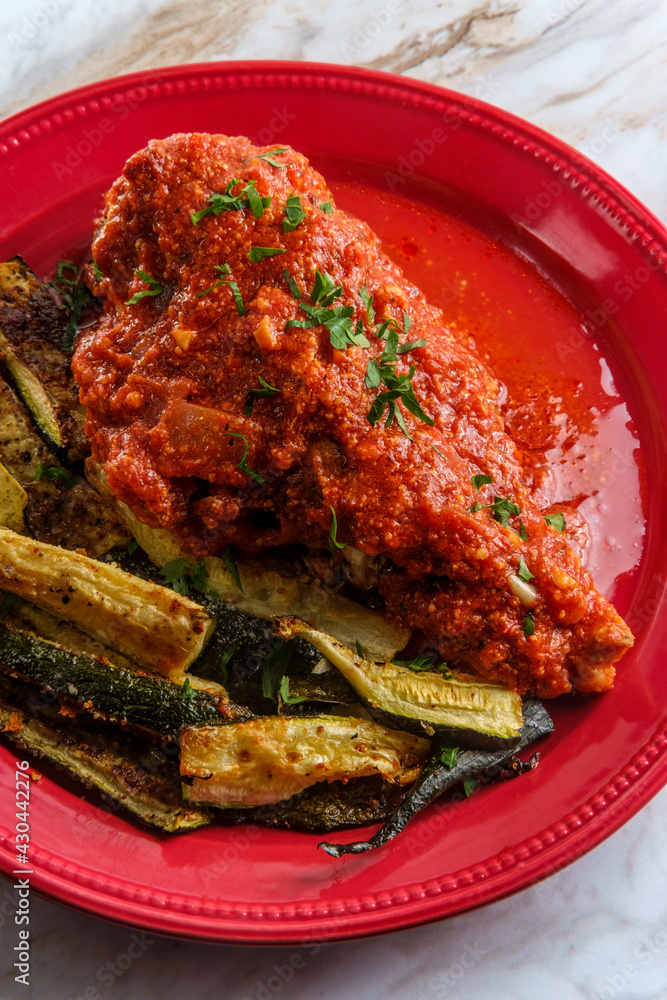 Wall mural chicken braciola grilled zucchini