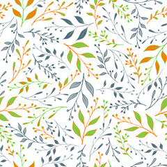 Greenery leaf stem pattern seamless vector.