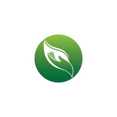 Hand, Tree and Leaf logo Combination. Arm and ecosystem symbol or icon. Unique and Organic