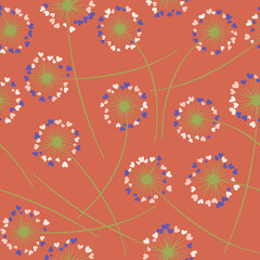 Dandelion blowing vector floral seamless pattern.