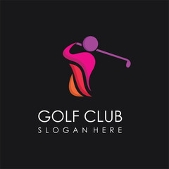 Abstract golf man swing logo design inspiration, human golf logo icon vector, Silhouette of golf player with colorful