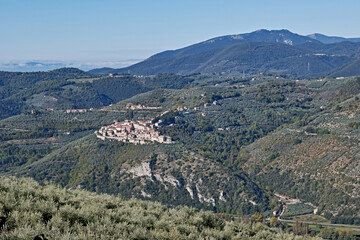 hills of the Valnerina with the town of Montefranco