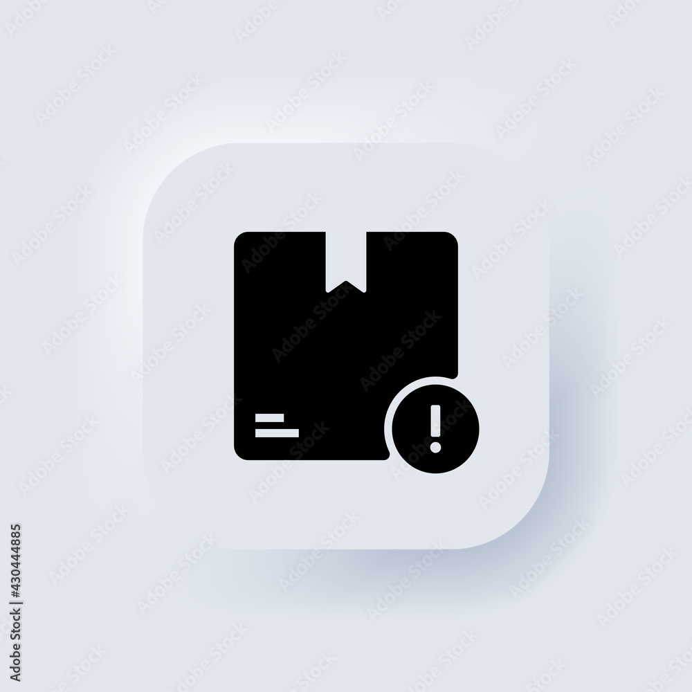 Poster stacked cardboard boxe. delivery icon. stacked sealed goods cardboard boxes. neumorphic ui ux white 