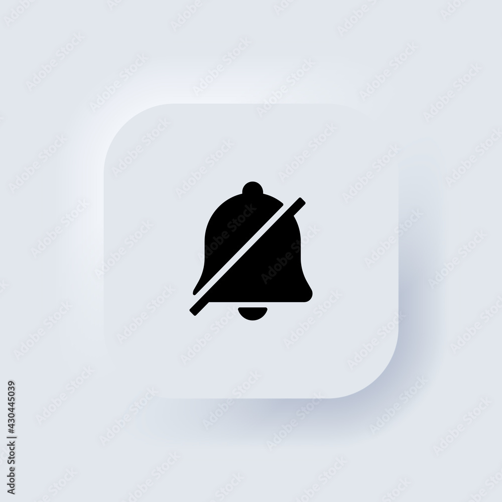 Poster silent notification icon. alarm off icon. no notification symbol. neumorphic ui ux white user interf