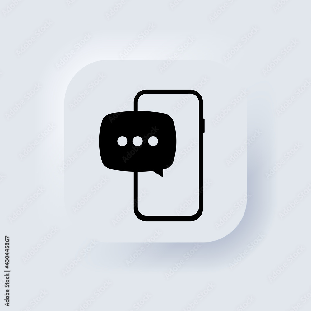 Poster new sms notification on mobile phone , smartphone screen with new unread message. neumorphic ui ux w