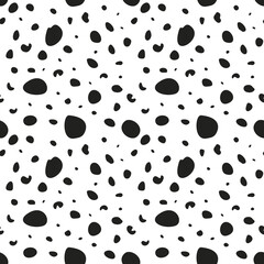 Seamless pattern with monochrome irregular round dots. Abstract repeatable texture. Stock vector illustration.