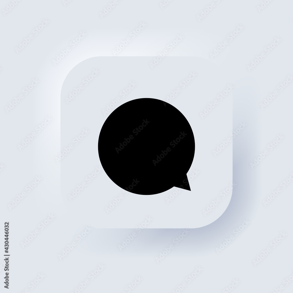 Poster new message speech bubble icon. online communication. neumorphic ui ux white user interface web butt
