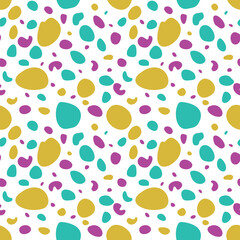 Seamless pattern with colorful pastel irregular round dots. Abstract repeatable texture. Stock vector illustration.