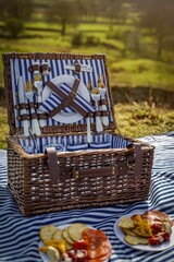 picnic basket at summer time 