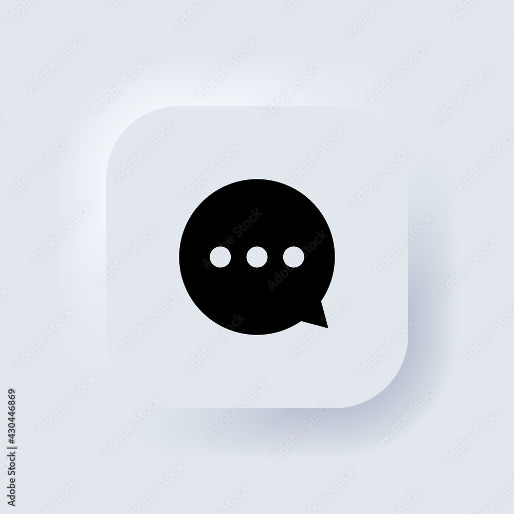 Poster new message speech bubble icon. online communication. neumorphic ui ux white user interface web butt