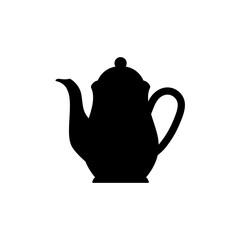 Coffee pot silhouette. Simple black icon on a white background. Simple logo. Isolated. Vector illustration.