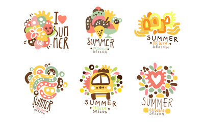 Summer Holiday Original Design with Fancy Shapes Vector Set