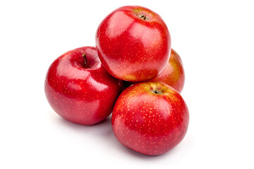 Shiny Red ripe apples, isolated on white background. High resolution image.