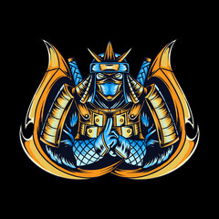 ninja as gamer's e-sport logo or t-shirt design vector artwork