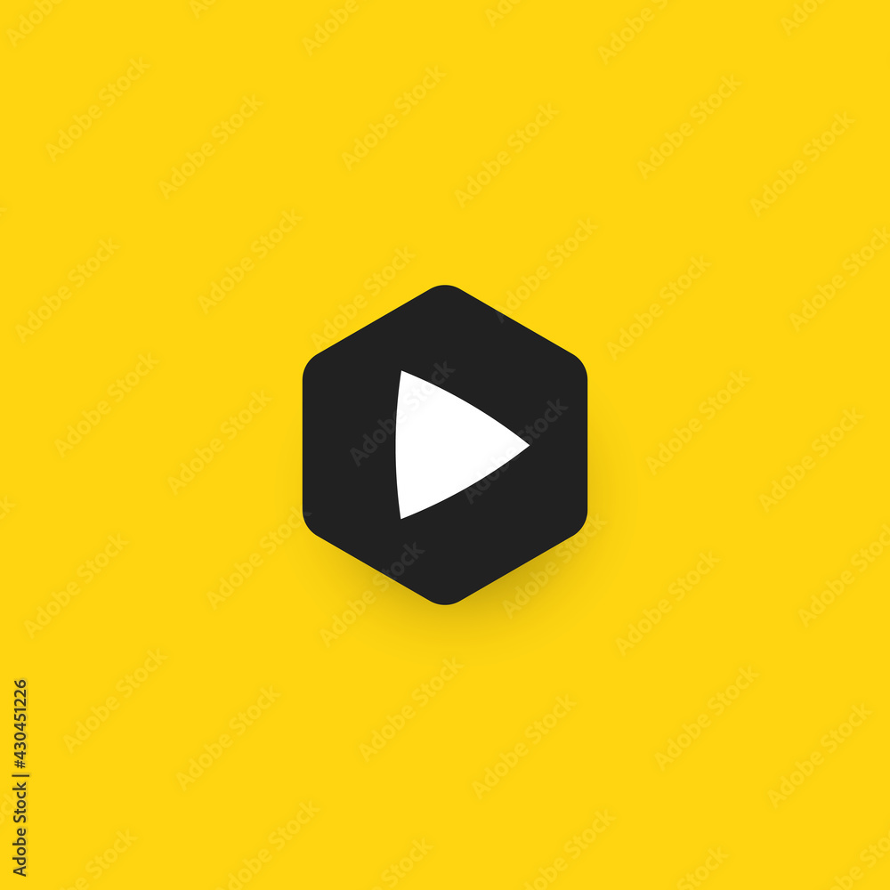 Aufkleber Play button for innovation technology interface. Start and launch icon, hud and gui design element. Digital multimedia logo template for music, video, audio player sign. Vector illustration.