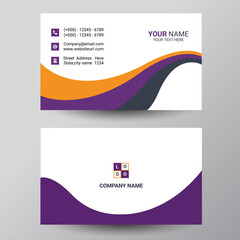 Purple business card design. modern wavy theme, double sided business card design	