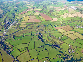 Aerial view of fields in Devon