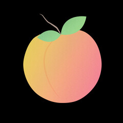 Peach Illustration, Colorful Peach, Gradient Peach Drawing, Retro Fruit Image
