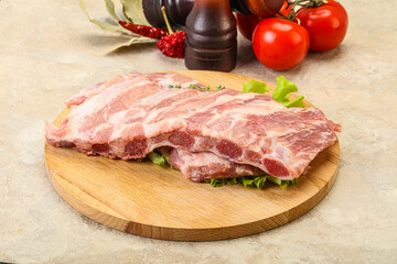 Raw pork ribs for cooking