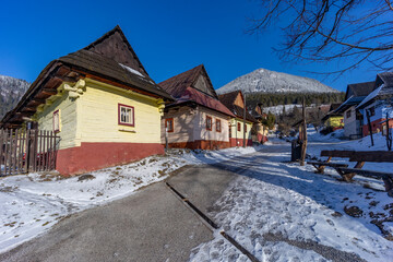 Fototapeta na wymiar Vlkolinec village UNESCO site in Velka Fatra mountains, Slovakia