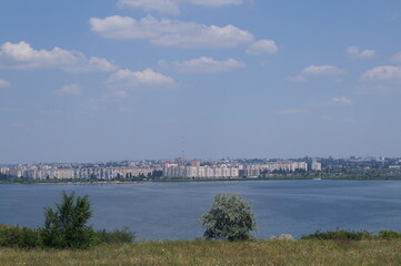 Fototapeta na wymiar view of the city river panorama summer hot day bright