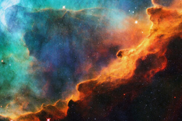 Deep stellar space with colored nebulae, galaxies and constellations. Space wallpaper