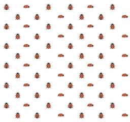 Abstract ladybug pattern decoration, boho spring insect pattern, decorative ladybirds, design for decoration, wrapping paper, fabric, print or textile, vector illustration © ElenaVector44
