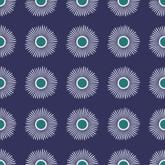 Blue and Green Boho Textured Floral Seamless Pattern Background
