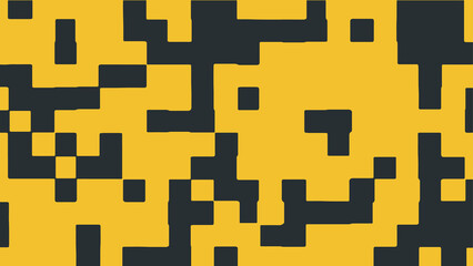 Abstract square pixel background in yellow and black color. Vector illustration.