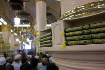 The Shot of Pilgrims inside the Masjid al Nabawi including the Beautiful interior works